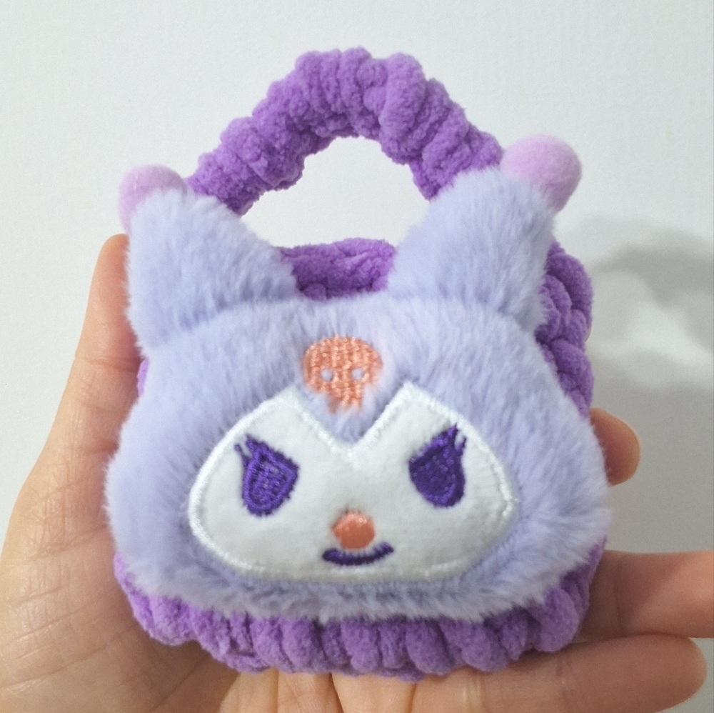 Kuromi Cute Purple Plush Crochet Mini Bag | Coin Purse / AirPods Or Earbud Case